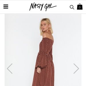 Nasty Gal NWT polka dot off the shoulder dress